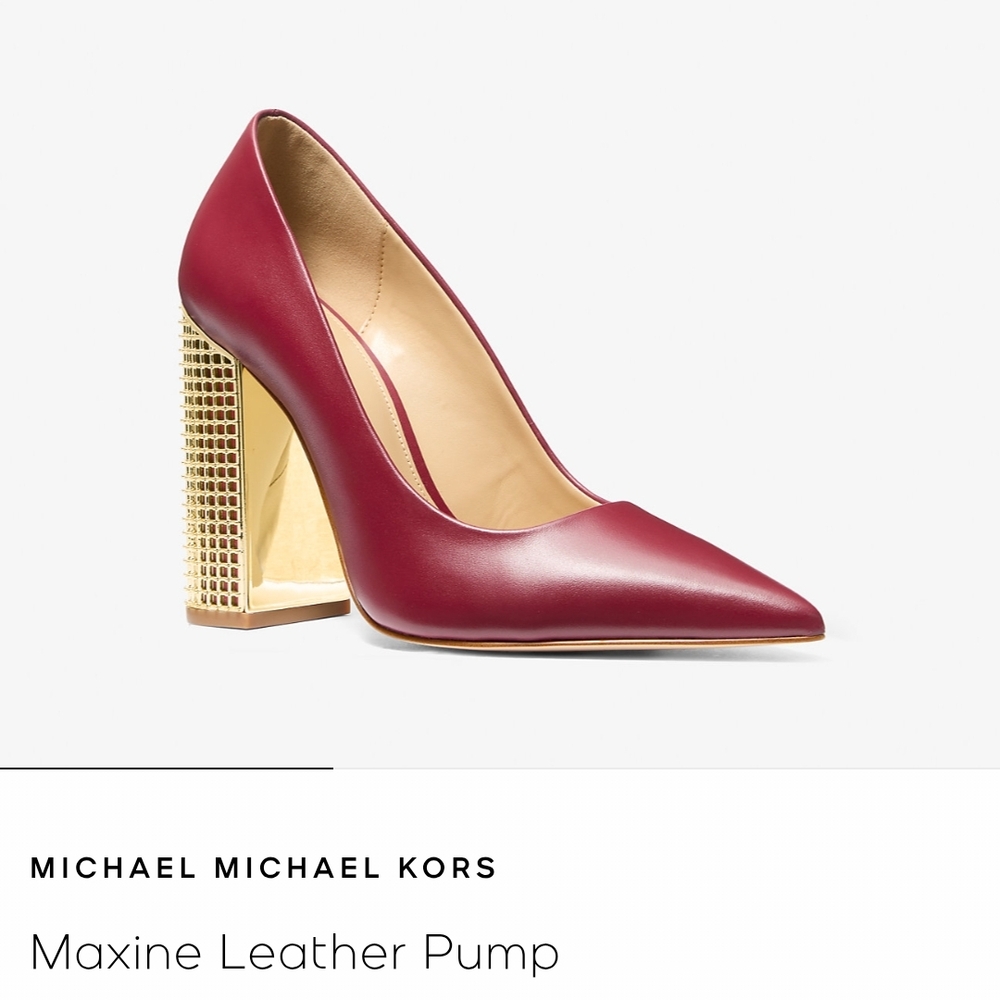 Michael Kors Maxine Leather Pump - Red and Gold